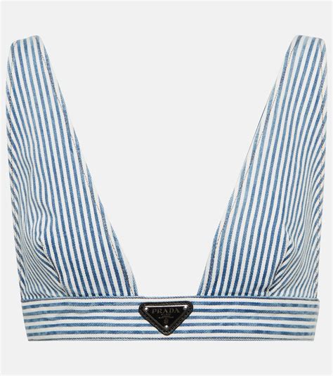 prada striped denim dress|prada denim bralette.